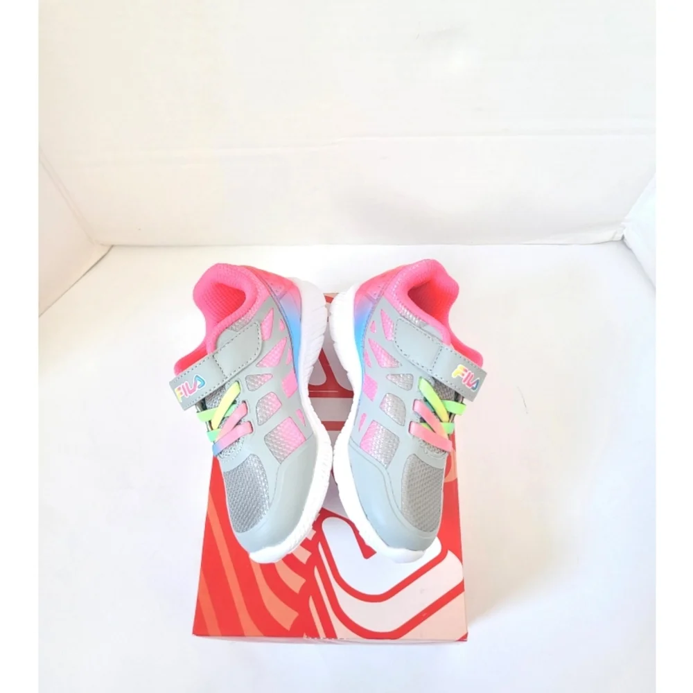 New! FILA Little Girls Superstride 2 Running Sneakers Athletic Shoes Gray Pink